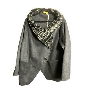 Giselle Shepatin Gray Wool Faux Fur Samantha Jacket